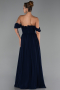 Robe de Soirée Longue Mousseline Bleu Marine ABU6325