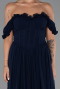 Robe de Soirée Longue Mousseline Bleu Marine ABU6325