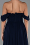 Robe de Soirée Longue Mousseline Bleu Marine ABU6325