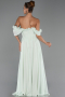 Robe de Soirée Longue Mousseline Menthe ABU6325