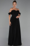 Robe de Soirée Longue Mousseline Noir ABU6325