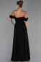 Robe de Soirée Longue Mousseline Noir ABU6325