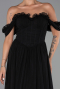 Robe de Soirée Longue Mousseline Noir ABU6325