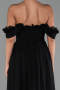 Robe de Soirée Longue Mousseline Noir ABU6325