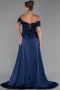 Robe de Soirée Longue Perlé Bleu Marine ABU6329