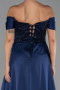 Robe de Soirée Longue Perlé Bleu Marine ABU6329