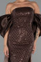 Robe De Soirée Perlé Longue Brun ABU5169