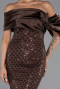 Robe De Soirée Perlé Longue Brun ABU5434