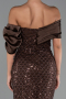 Robe De Soirée Perlé Longue Brun ABU5434