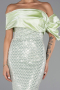 Robe De Soirée Perlé Longue Menthe ABU5434