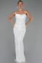 Robe de Soirée Longue Squameuse Blanc ABU6308