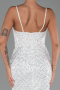 Robe de Soirée Longue Squameuse Blanc ABU6308