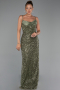 Robe de Soirée Longue Squameuse Kaki ABU6308
