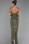 Robe de Soirée Longue Squameuse Kaki ABU6308