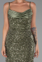 Robe de Soirée Longue Squameuse Kaki ABU6308