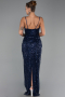 Robe de Soirée Longue Squameuse Bleu Marine ABU6308