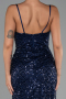 Robe de Soirée Longue Squameuse Bleu Marine ABU6308