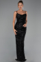 Robe de Soirée Longue Squameuse Noir ABU6308