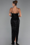 Robe de Soirée Longue Squameuse Noir ABU6308
