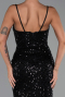 Robe de Soirée Longue Squameuse Noir ABU6308