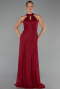 Robe de Soirée Longue Dantelle Rouge Bordeaux ABU6313
