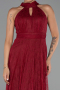 Robe de Soirée Longue Dantelle Rouge Bordeaux ABU6313