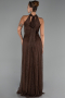 Robe de Soirée Longue Dantelle Brun ABU6313