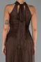 Robe de Soirée Longue Dantelle Brun ABU6313