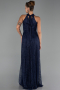 Robe de Soirée Longue Dantelle Bleu Marine ABU6313