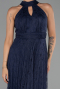 Robe de Soirée Longue Dantelle Bleu Marine ABU6313