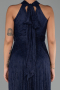 Robe de Soirée Longue Dantelle Bleu Marine ABU6313