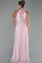 Robe de Soirée Longue Dantelle Poudre ABU6313