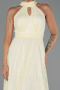 Robe de Soirée Longue Dantelle Jaune ABU6313