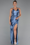 Robe de Soirée Longue Satin Indigo ABU2800