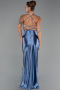 Robe de Soirée Longue Satin Indigo ABU2800