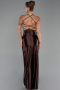 Robe de Soirée Longue Satin Brun ABU2800