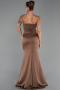 Robe De Soirée Satin Longue Brun ABU6061