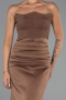 Robe De Soirée Satin Longue Brun ABU6061