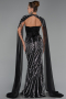 Robe Queue de Poisson Longue Perlé Noir ABU6315