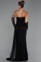 Robe de Soirée Longue Dantelle Noir ABU6319