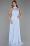 Robe de Soirée Longue Dantelle Bleu clair ABU6313