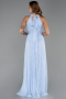 Robe de Soirée Longue Dantelle Bleu clair ABU6313