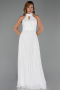 Robe de Soirée Longue Dantelle Blanc ABU6313