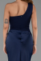 Robe de Soirée Longue Satin Bleu Marine ABU6331