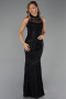 Robe de Soirée Longue Dantelle Noir ABU6332