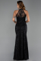 Robe de Soirée Longue Dantelle Noir ABU6332