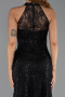 Robe de Soirée Longue Dantelle Noir ABU6332