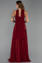 Robe De Soirée Mousseline Longue Rouge Bordeaux ABU6042