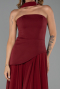 Robe De Soirée Mousseline Longue Rouge Bordeaux ABU6042