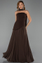 Robe De Soirée Mousseline Longue Brun ABU6042